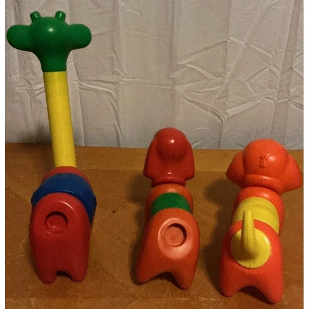 Vintage Tupperware Toy ZOO-IT-YOURSELF Animal Set TupperToy Giraffe Elephant Dog